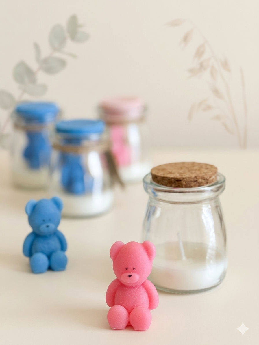 Teddy Bear Baby Shower Candle Favors